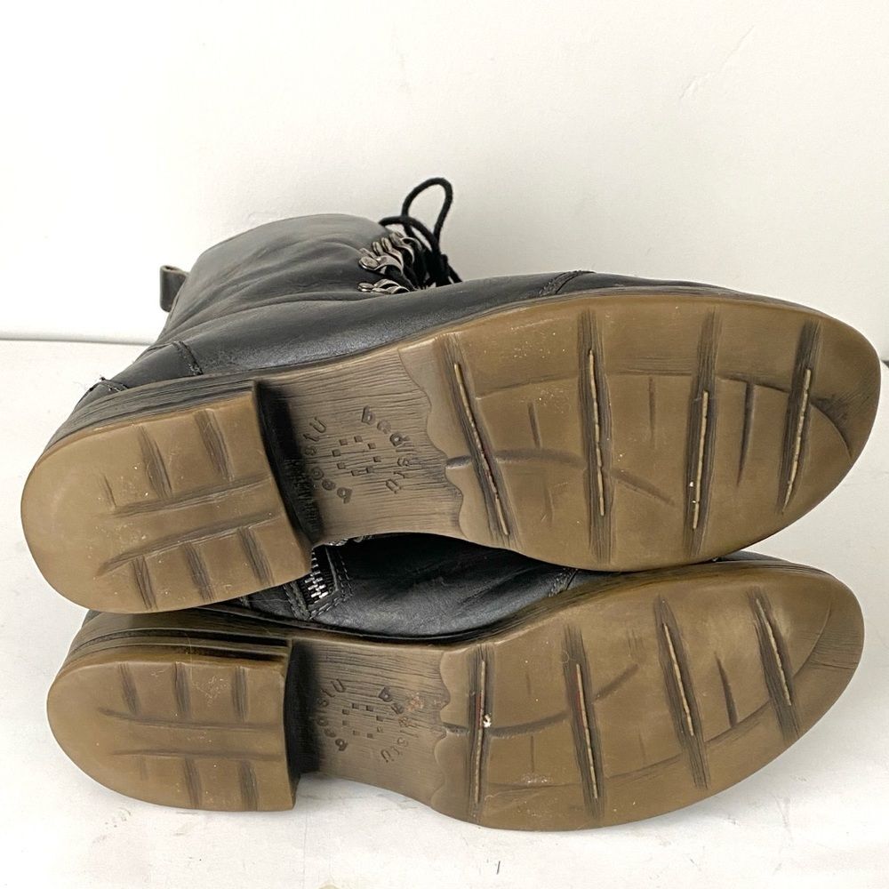 BED STU Dark Gray Combat Tall Boots Sz 8 Distressed Lace Up Zip Boho Urban Punk - Picture 9 of 10